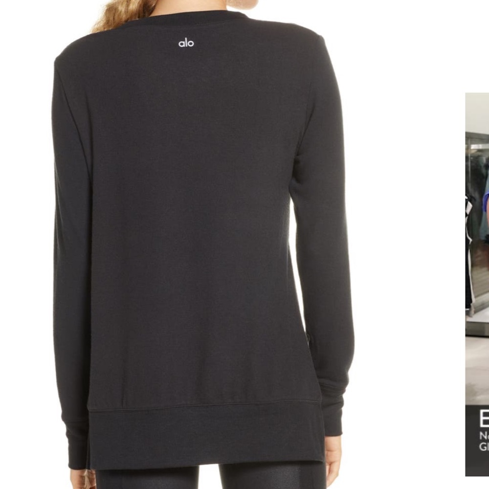 ALO Yoga Black Glimpse Sweater Sz S - Picture 8 of 9